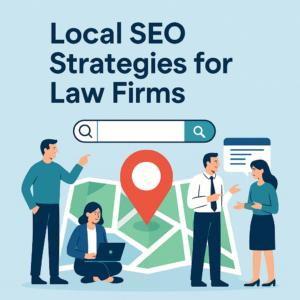 Graphic of an Australian law firm configuring their Google Business Profile with photos, hours, and categories.